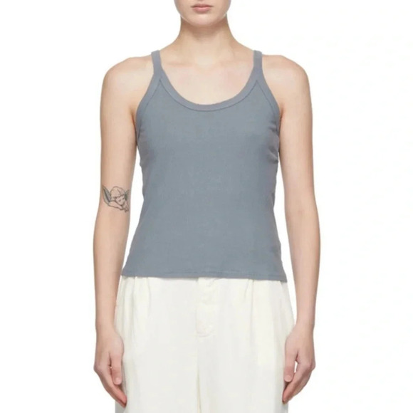 LACAUSA Maya Granite Gray Ribbed Tank Top - Picture 1 of 1